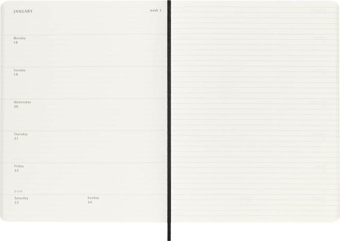 Moleskine Veckokalender XL Svart Mjuk 26/27
