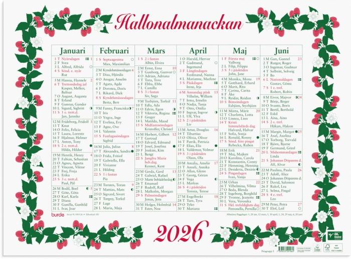 Väggkalender Stora Hallonalmanackan 2026
