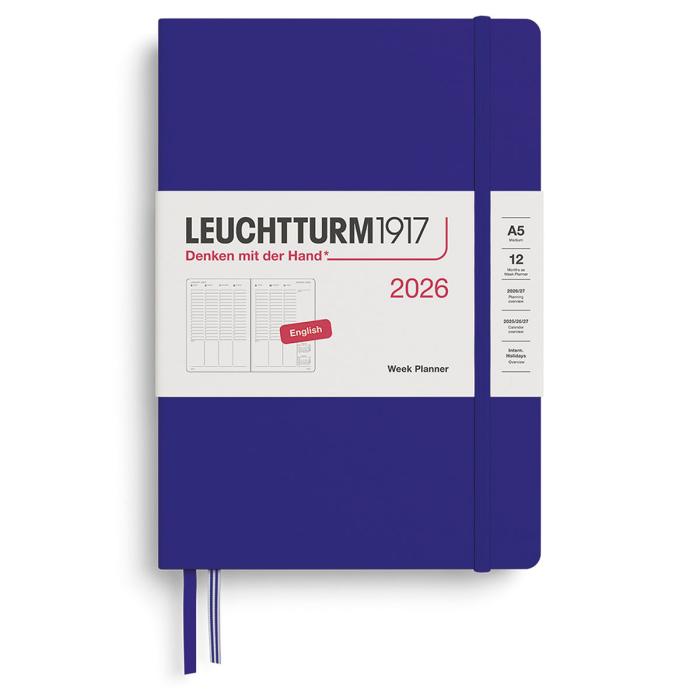 Kalender Leuchtturm1917 A5 vertikalt veckouppslag Ink 2026