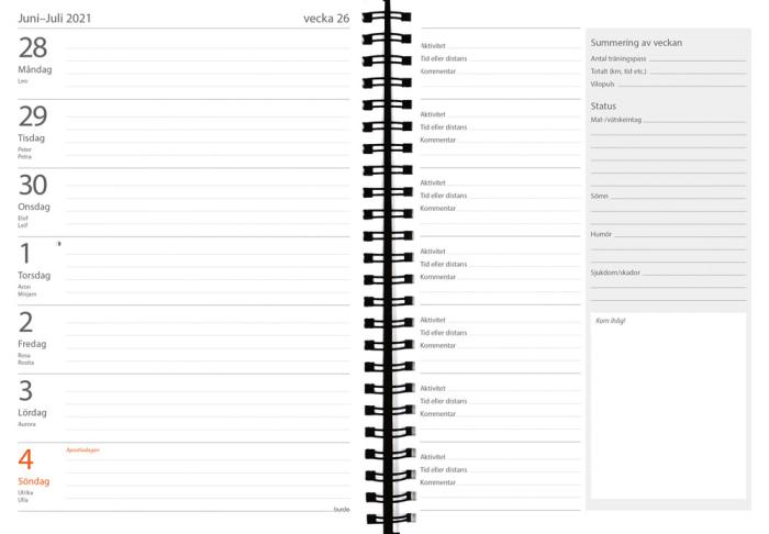 Träningskalender A6 2021