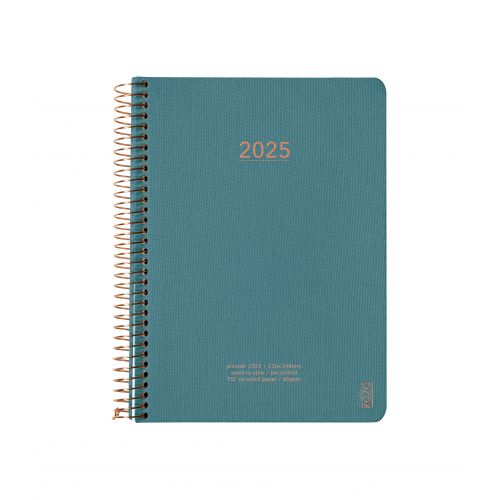 KOZO Kalender 2025 A5 Vecka Per Uppslag Steel Blue