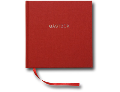 Gästbok 145 x 145 - Röd textil 