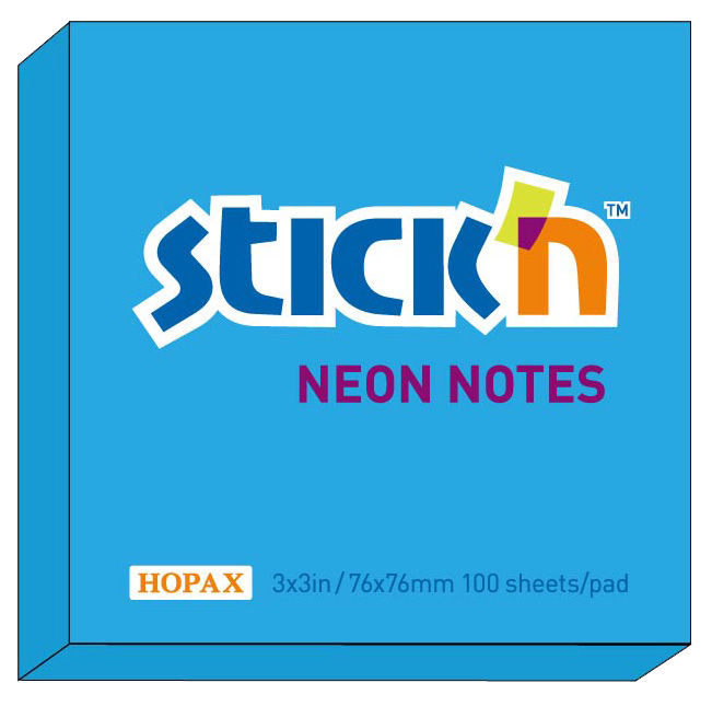 Notesblock 76x76 Blå neon