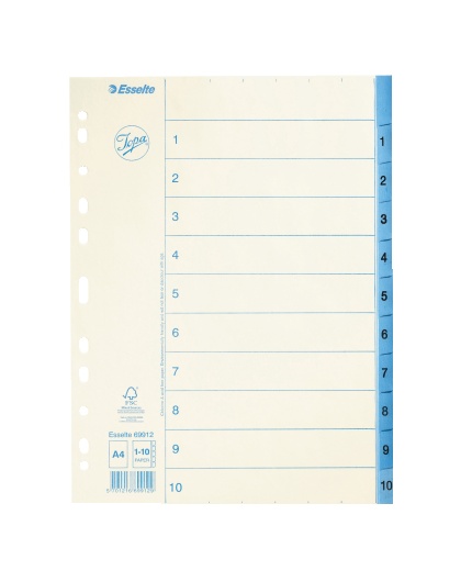 Pappersregister JOPA A4 1-10 vit/blå