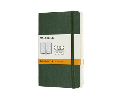 Moleskine Moleskine Classic Soft Pocket Ruled Notebook Myrtle Green - Kalenderkungen.se