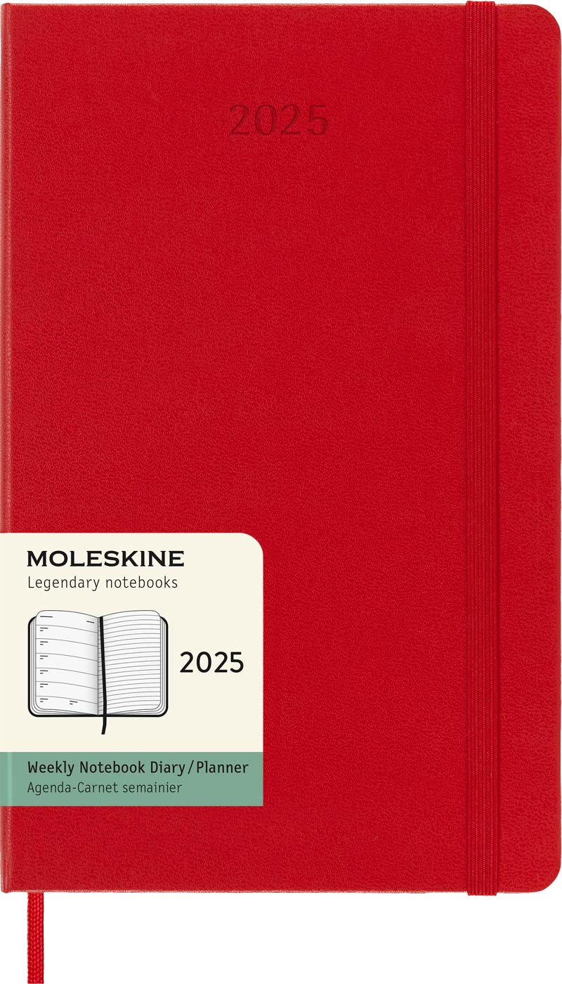 Moleskine weekly notebook red hard large 2025